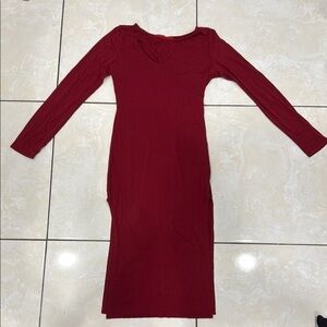 Elegant Red Long Sleeve Dress